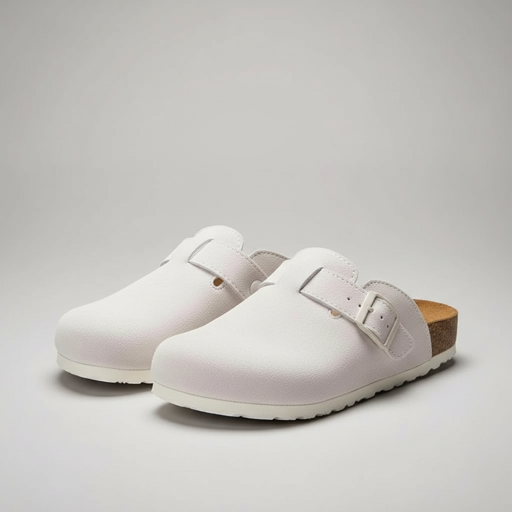 Adjustable Buckle Strap Suede Mule Clogs — view 6