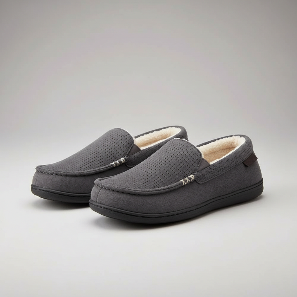 Suede Memory Foam Moccasin Slippers For Men — view 3