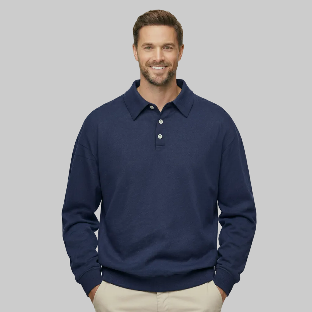Classic Fit Cashmere Long Sleeve Polo T Shirt — view 11
