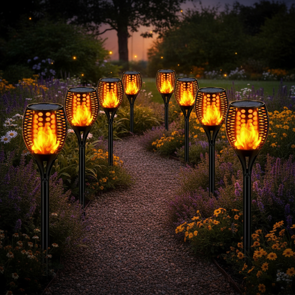 Solar Flame Torch Pathway Lights — view 8