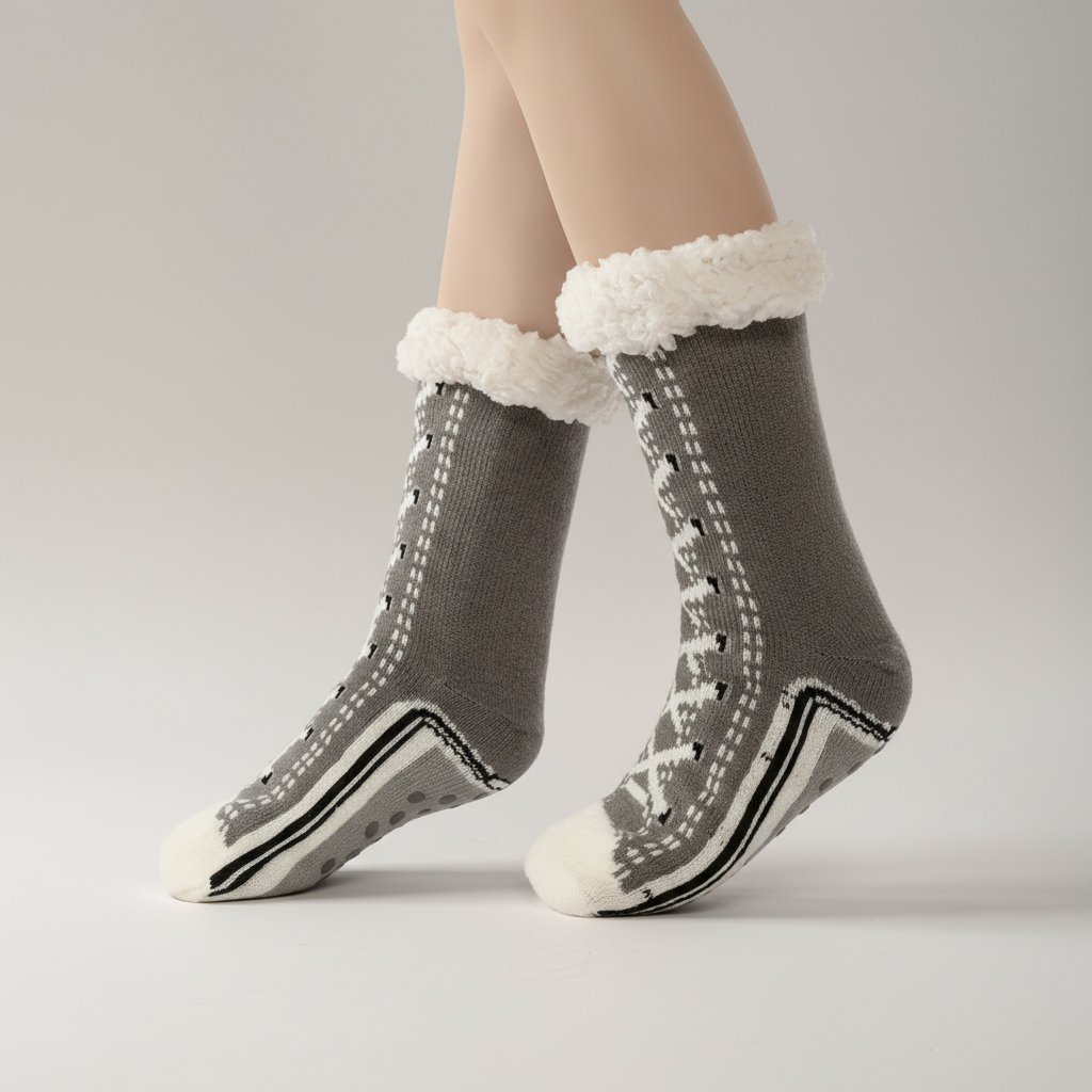 Winter Knit Sherpa Non Slip Slipper Socks — view 6