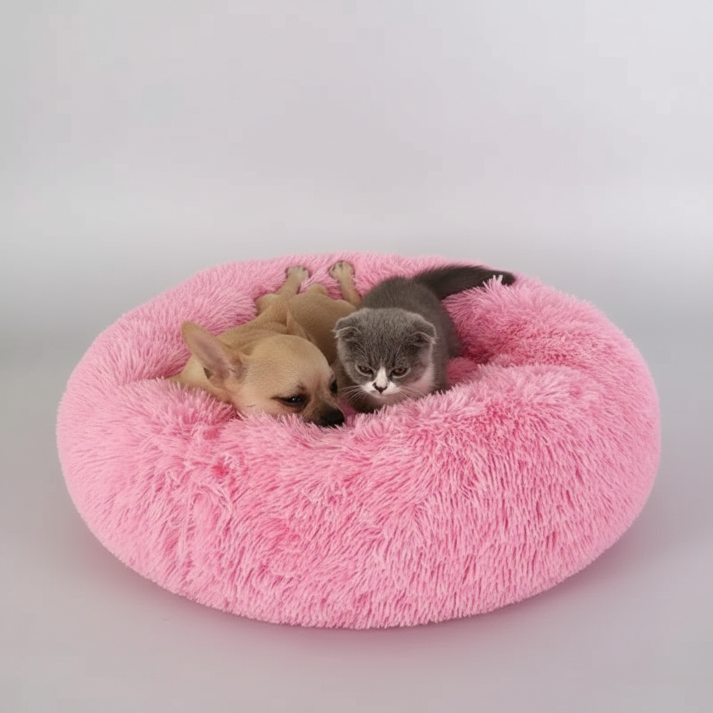 Donut Shaped Plush Pet Bed For Cats And Dogs — view 2