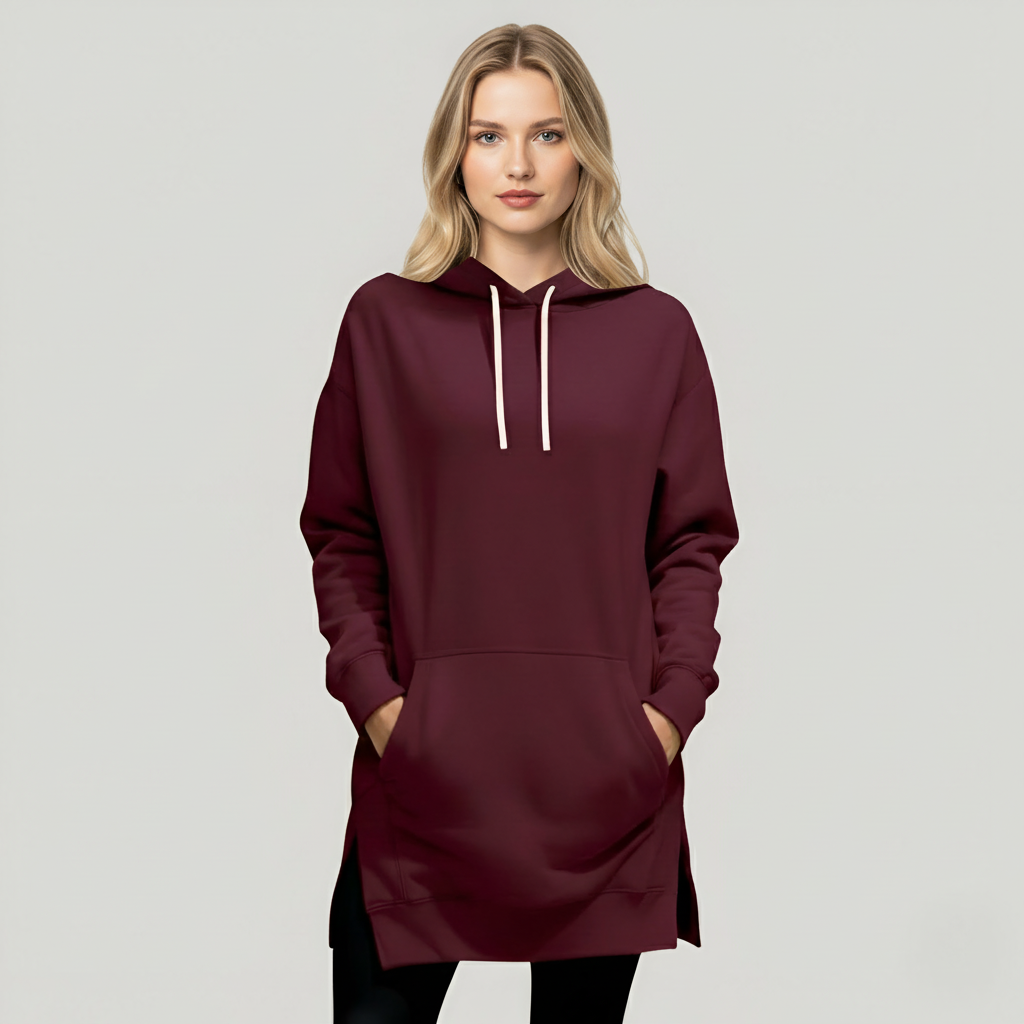 Casual Oversized Hoodie Dress With Kangaroo Pocket — view 7