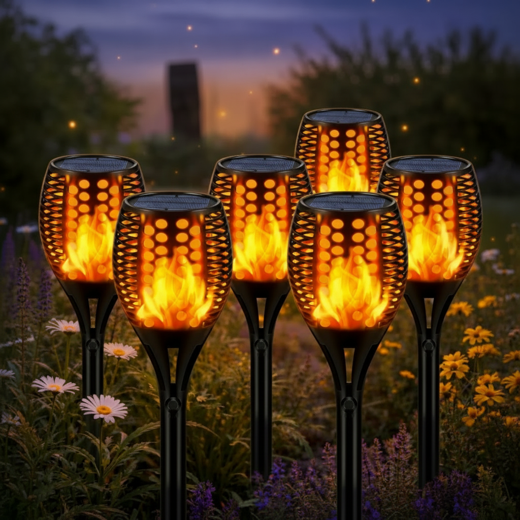 Solar Flame Torch Pathway Lights — view 9