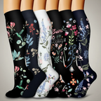 6 Pairs Of Flower Pattern Copper Compression Support Socks — view 3