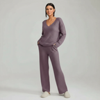 Pullover Ribbed Knit Matching Lounge Set — view 3