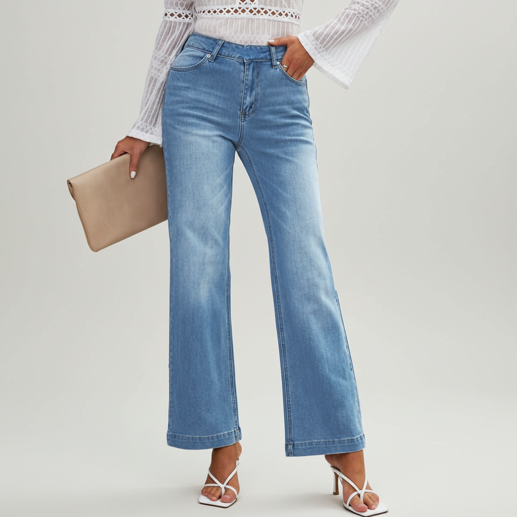 Vintage Inspired Flare Denim Jeans — view 5