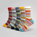 5 Pair Reindeer Design Knit Crew Socks — view 11