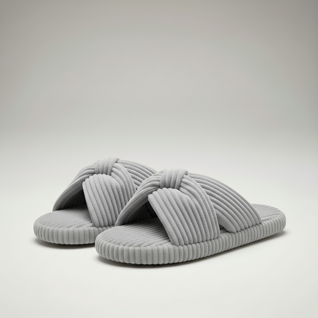 Corduroy Bow Crossband Slip On Slippers — view 5