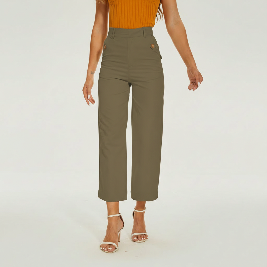 Sleek High Rise Cropped Twill Pants — view 9