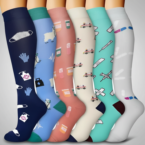 6 Pairs Of Christmas Themed Compression Circulation Socks — view 2