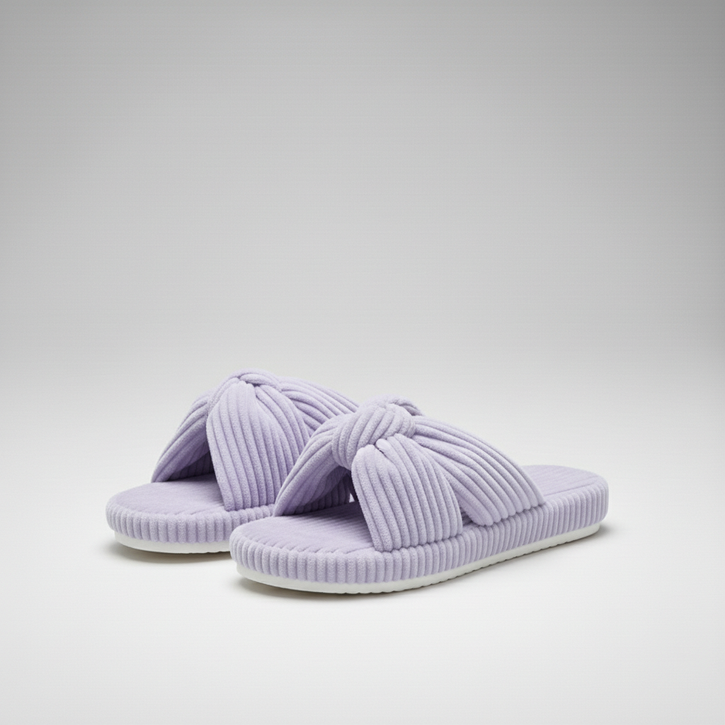 Corduroy Bow Crossband Slip On Slippers — view 4