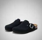Adjustable Buckle Strap Suede Mule Clogs — view 3