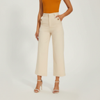 Sleek High Rise Cropped Twill Pants — view 11