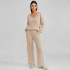 Pullover Ribbed Knit Matching Lounge Set — view 2