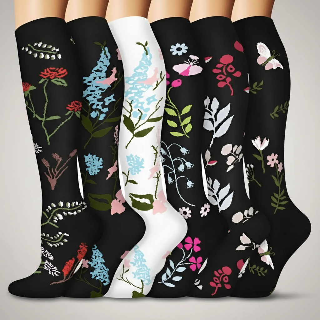 6 Pairs Of Christmas Themed Compression Circulation Socks — view 6