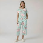 Capri Style Pajama Set With Floral Design — view 2