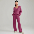 Pullover Ribbed Knit Matching Lounge Set — view 7