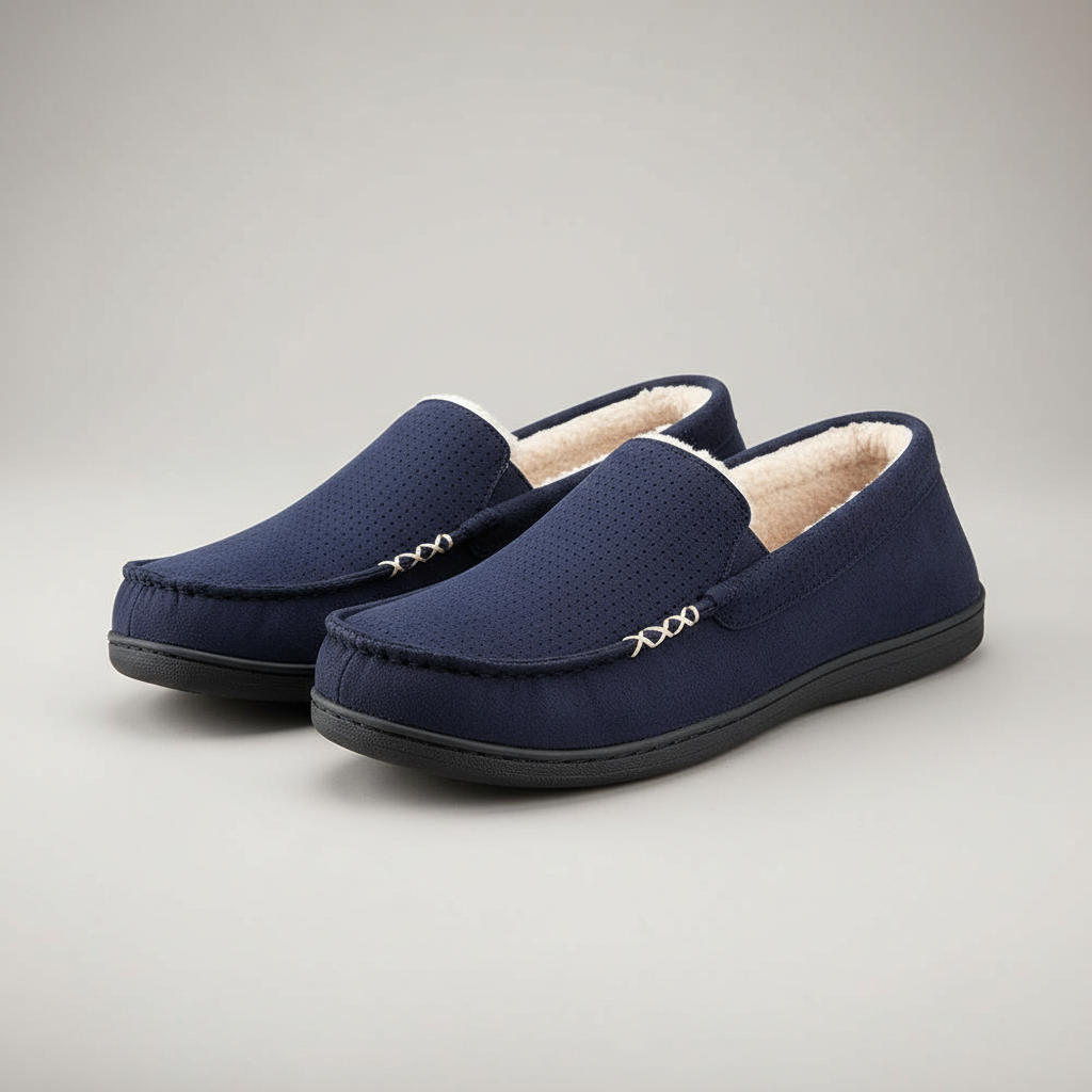 Suede Memory Foam Moccasin Slippers For Men — view 4