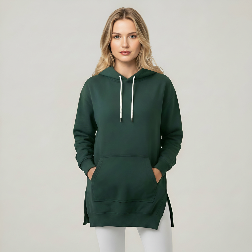 Casual Oversized Hoodie Dress With Kangaroo Pocket — view 3
