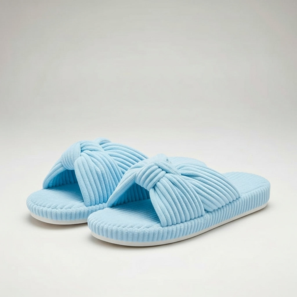 Corduroy Bow Crossband Slip On Slippers — view 7