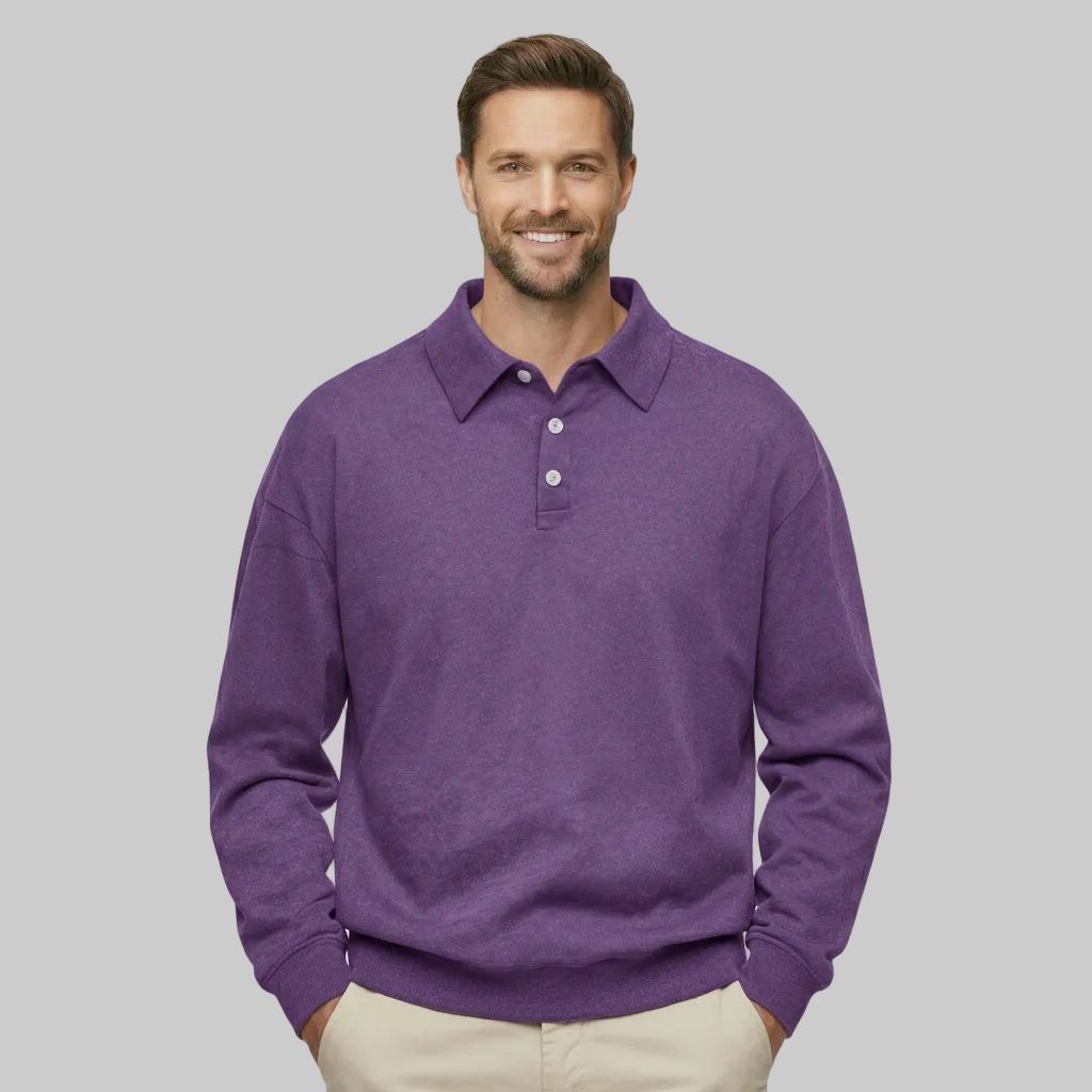 Classic Fit Cashmere Long Sleeve Polo T Shirt — view 5