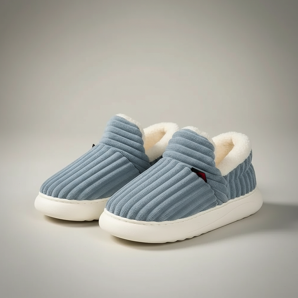 Ribbed Plush Indoor Slip On Slippers — view 4