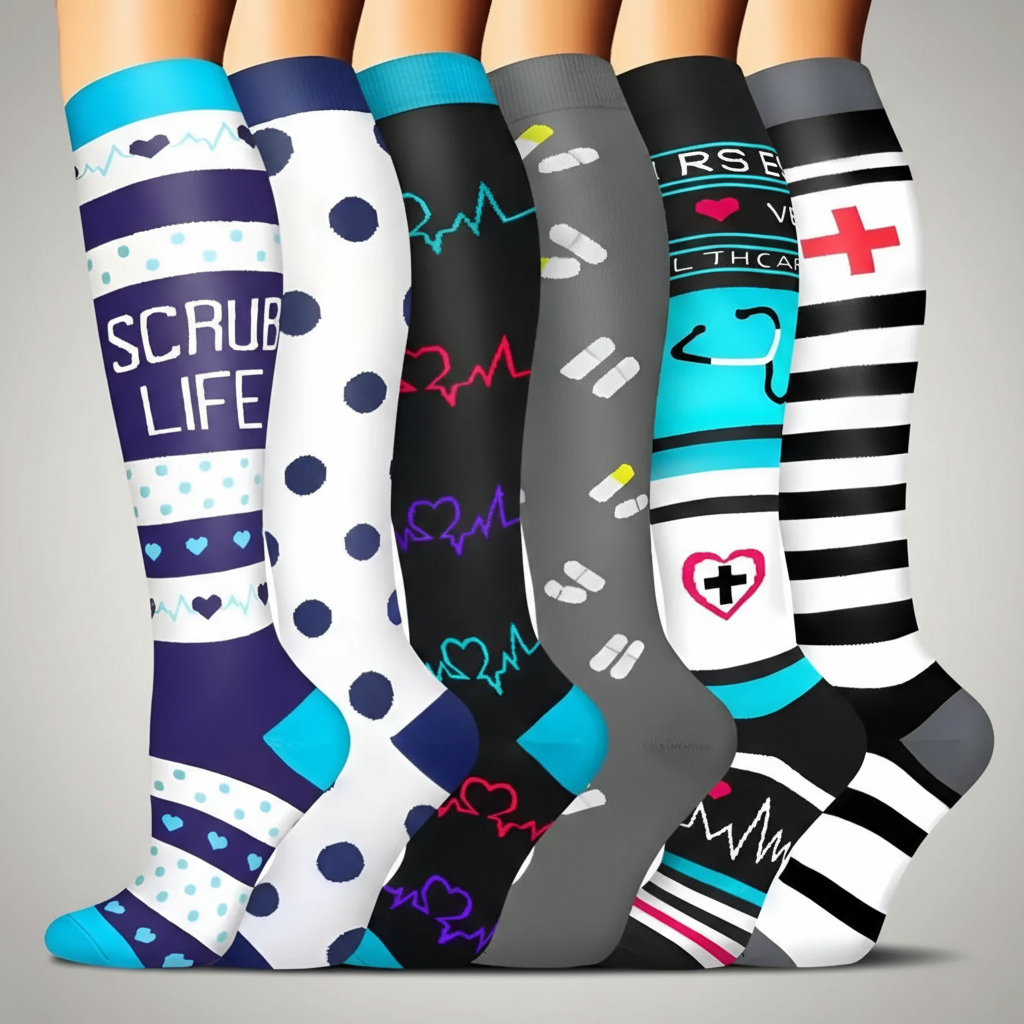 6 Pairs Of Christmas Themed Compression Circulation Socks — view 15