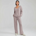 Pullover Ribbed Knit Matching Lounge Set — view 4
