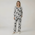 Long Sleeve Printed Pajama Set With Pockets — view 2