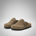 Adjustable Buckle Strap Suede Mule Clogs — view 5