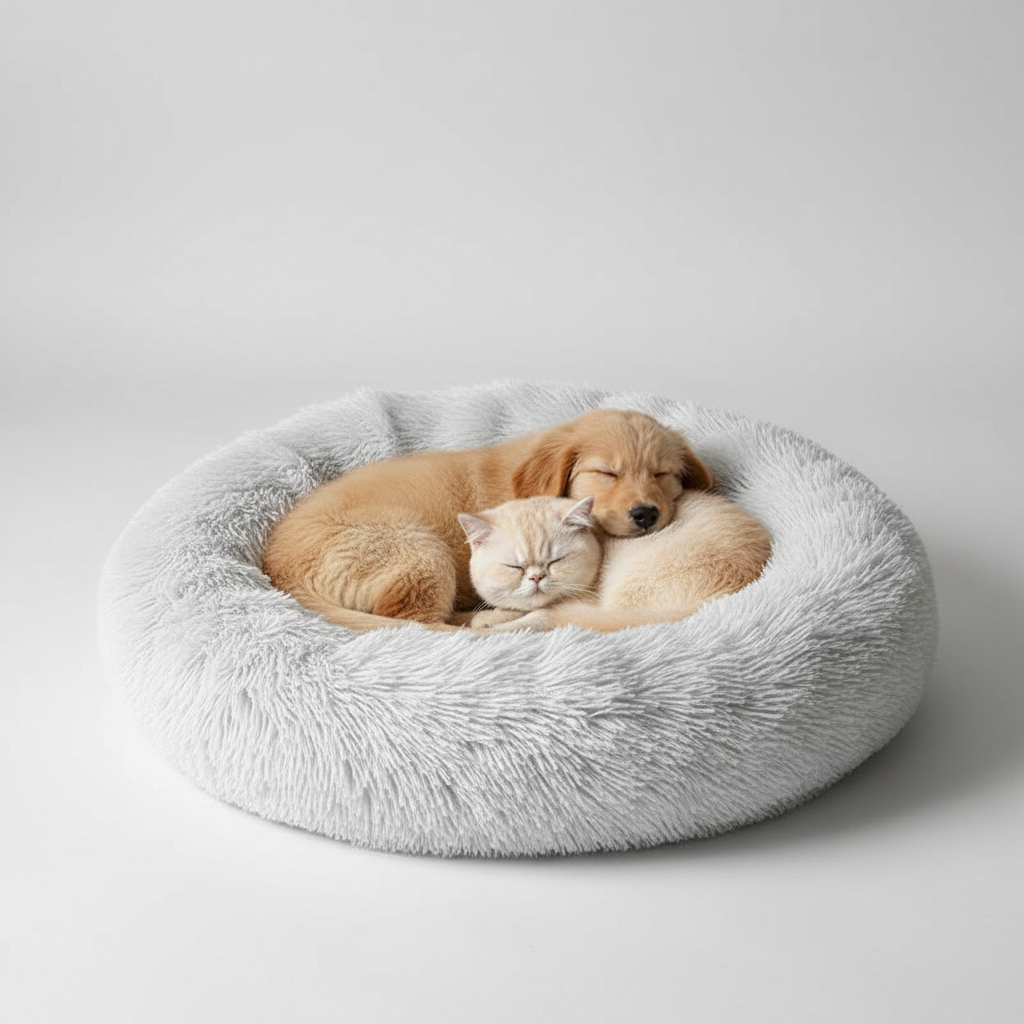 Donut Shaped Plush Pet Bed For Cats And Dogs — view 4