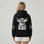 Oversized Highland Cow Printed Hoodie For Women — view 2