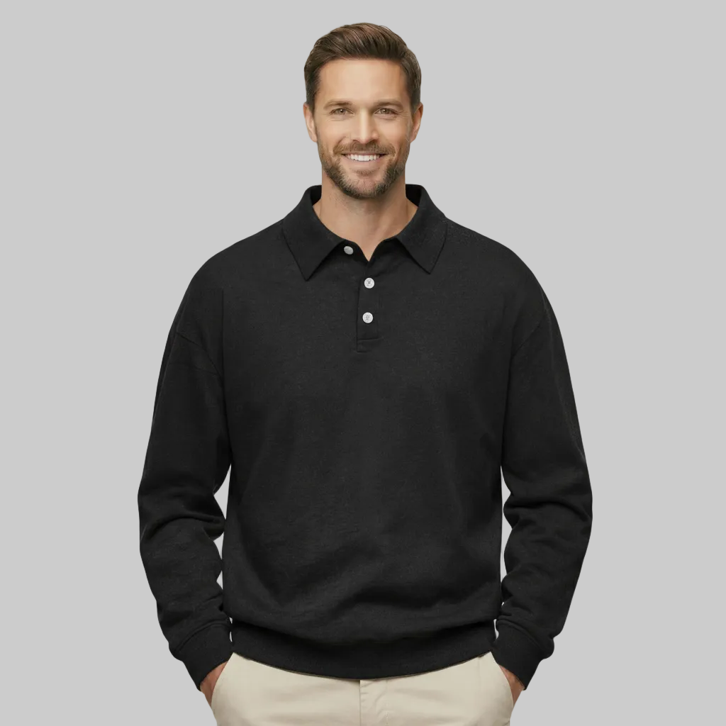 Classic Fit Cashmere Long Sleeve Polo T Shirt — view 6