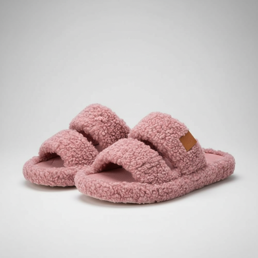 Memory Foam Fuzzy Open House Slippers — view 5