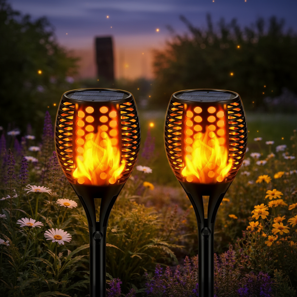 Solar Flame Torch Pathway Lights — view 11