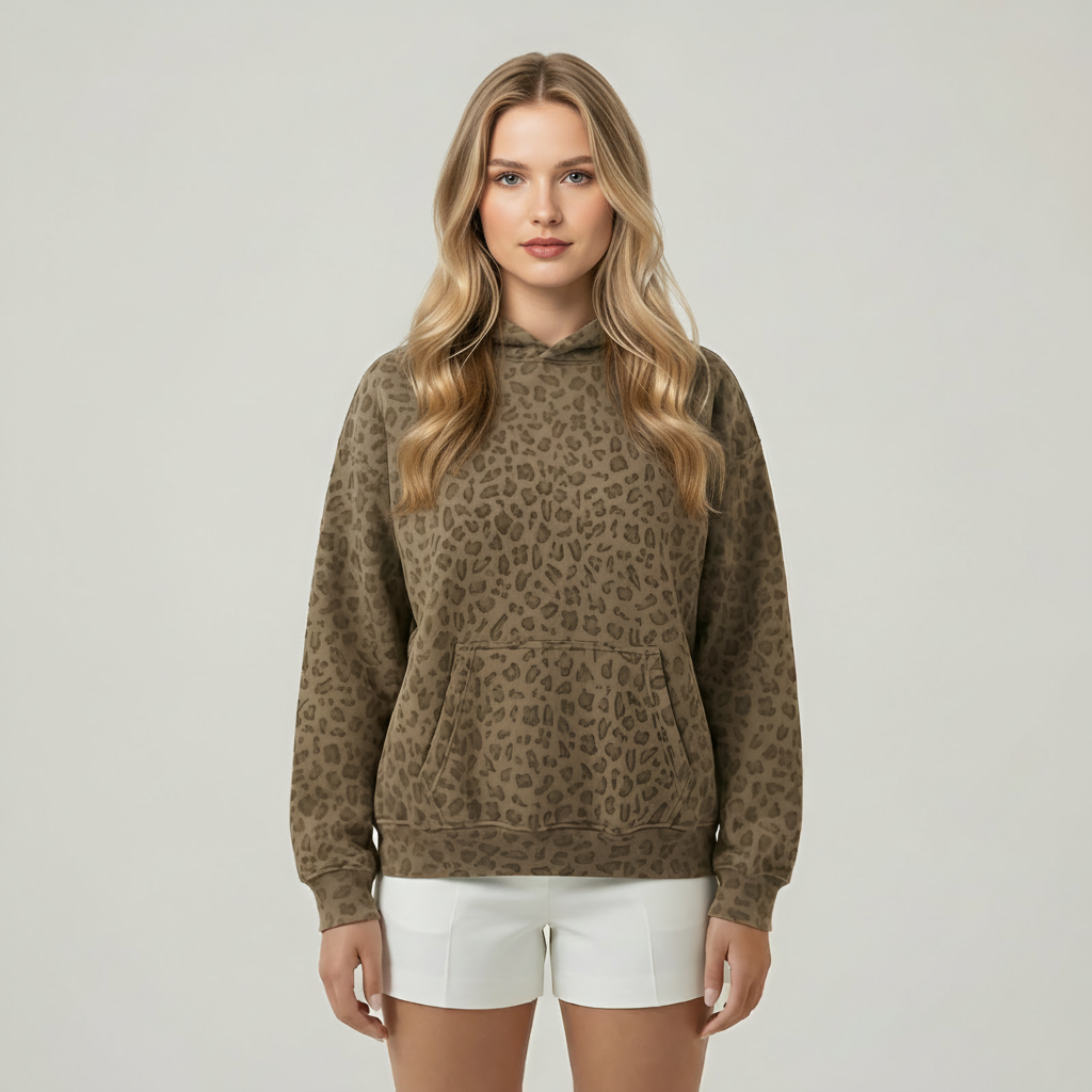 Leopard Printed Pullover Hoodie — view 3
