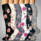 6 Pairs Of Flower Pattern Copper Compression Support Socks — view 2