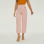 Sleek High Rise Cropped Twill Pants — view 4