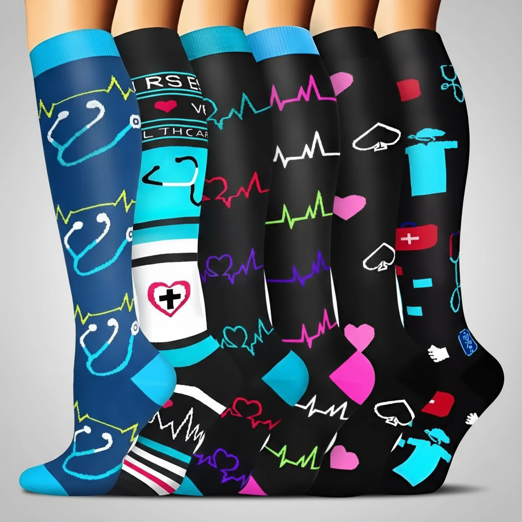 6 Pairs Of Christmas Themed Compression Circulation Socks — view 17
