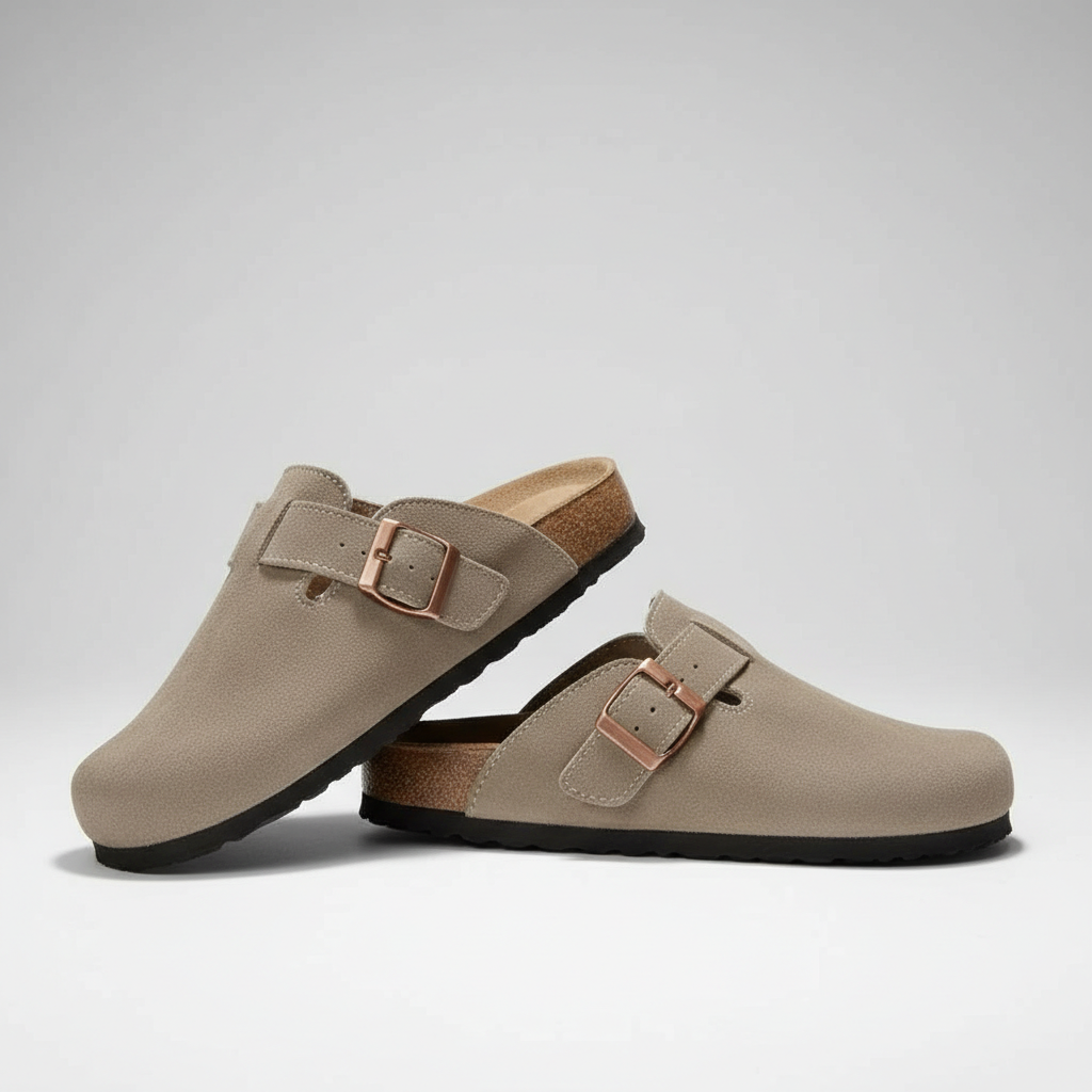 Adjustable Buckle Strap Suede Mule Clogs — view 8