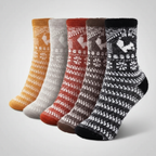 5 Pair Reindeer Design Knit Crew Socks — view 2