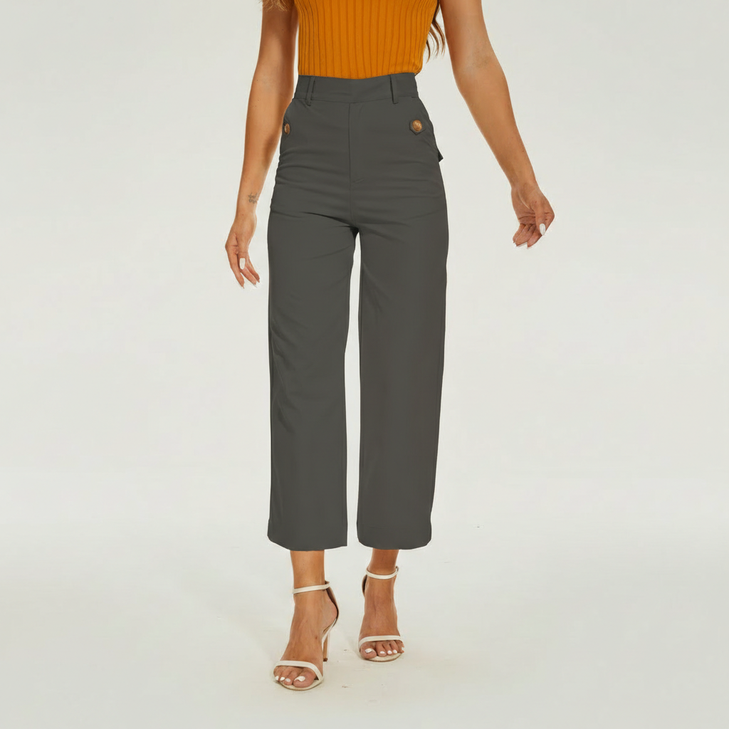 Sleek High Rise Cropped Twill Pants — view 8