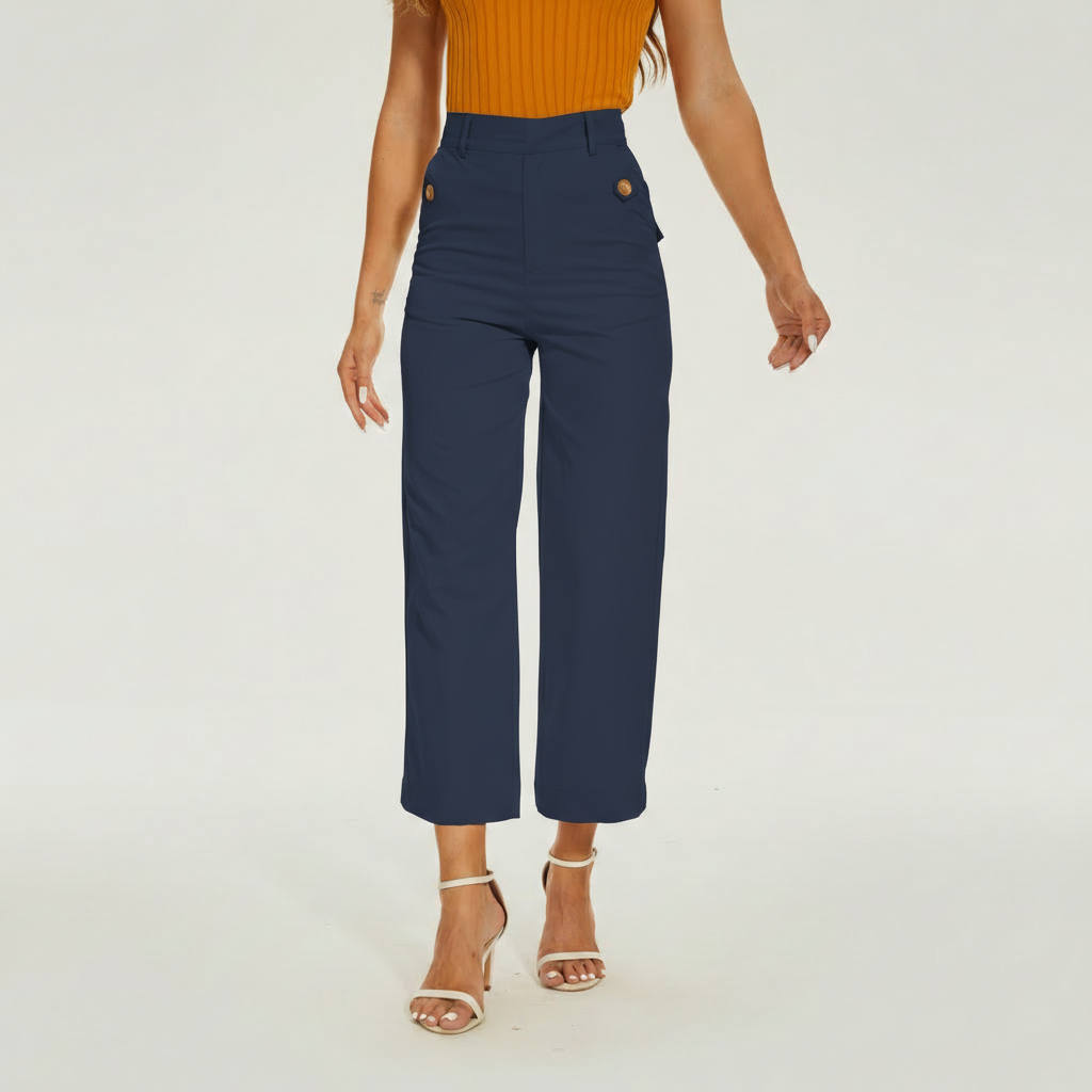 Sleek High Rise Cropped Twill Pants — view 7