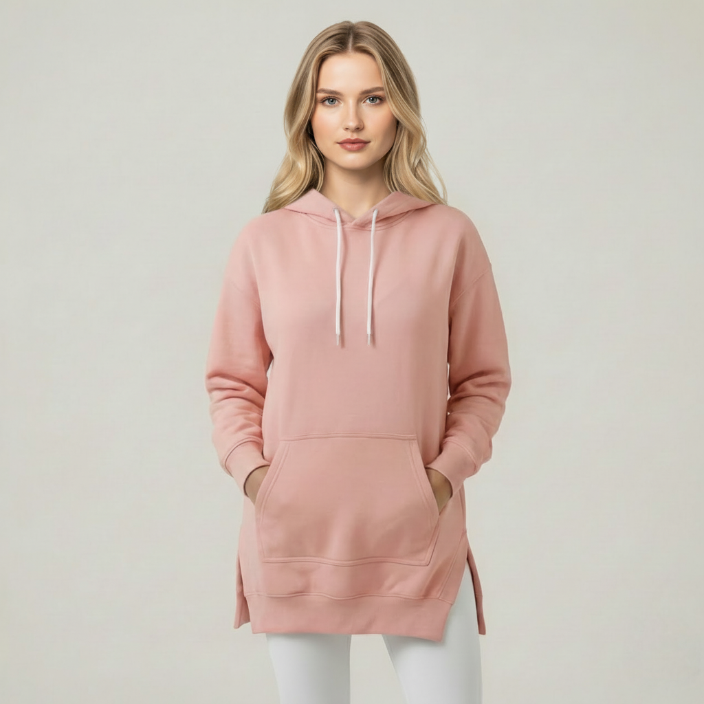 Casual Oversized Hoodie Dress With Kangaroo Pocket — view 8