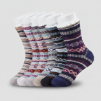 5 Pair Reindeer Design Knit Crew Socks — view 6
