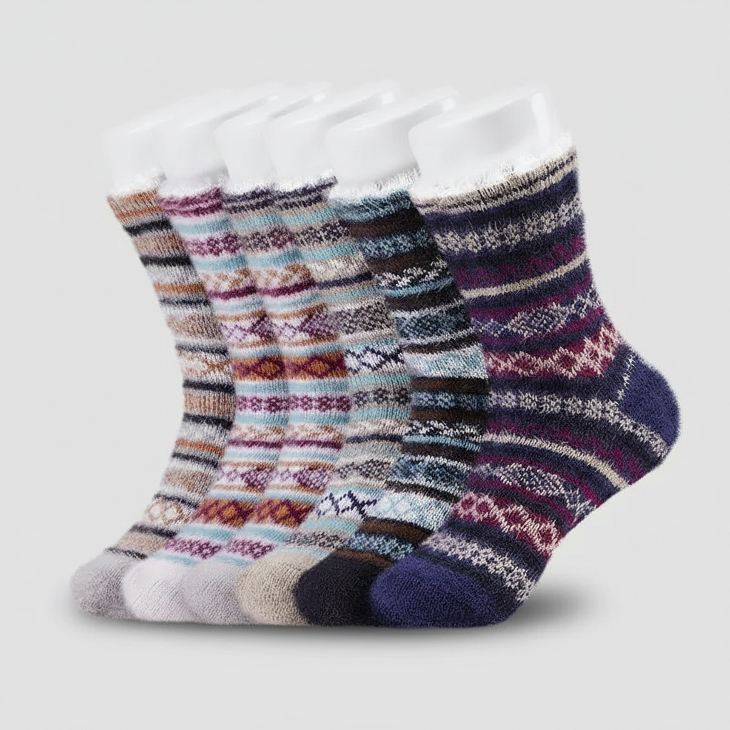 5 Pair Reindeer Design Knit Crew Socks — view 6