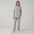 Long Sleeve Printed Pajama Set With Pockets — view 3