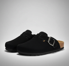 Adjustable Buckle Strap Suede Mule Clogs — view 2