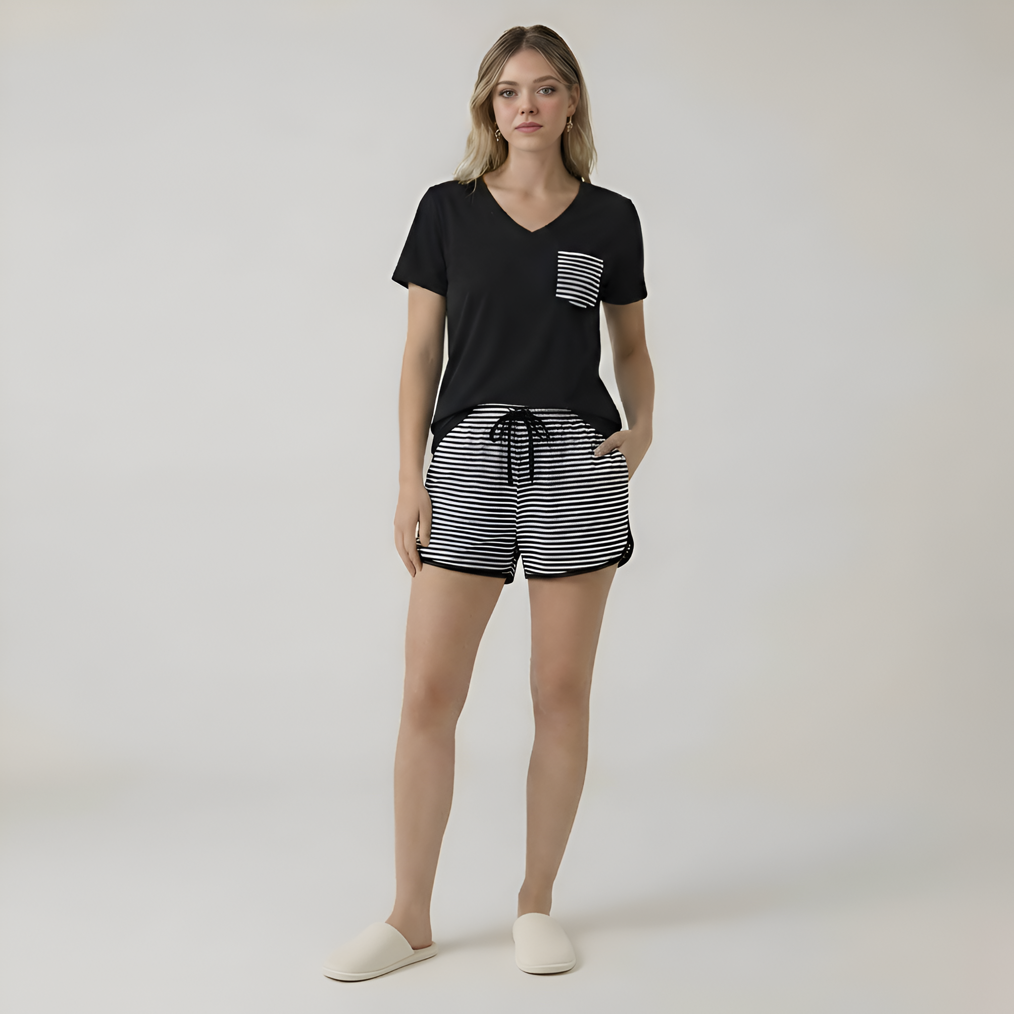 Short Sleeve Summer Pajama Set For Women